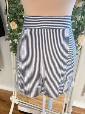 BCBGMaxAzria Black and White Striped High Waist Shorts